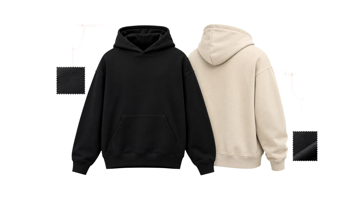 Black and bone heavyweight hoodies