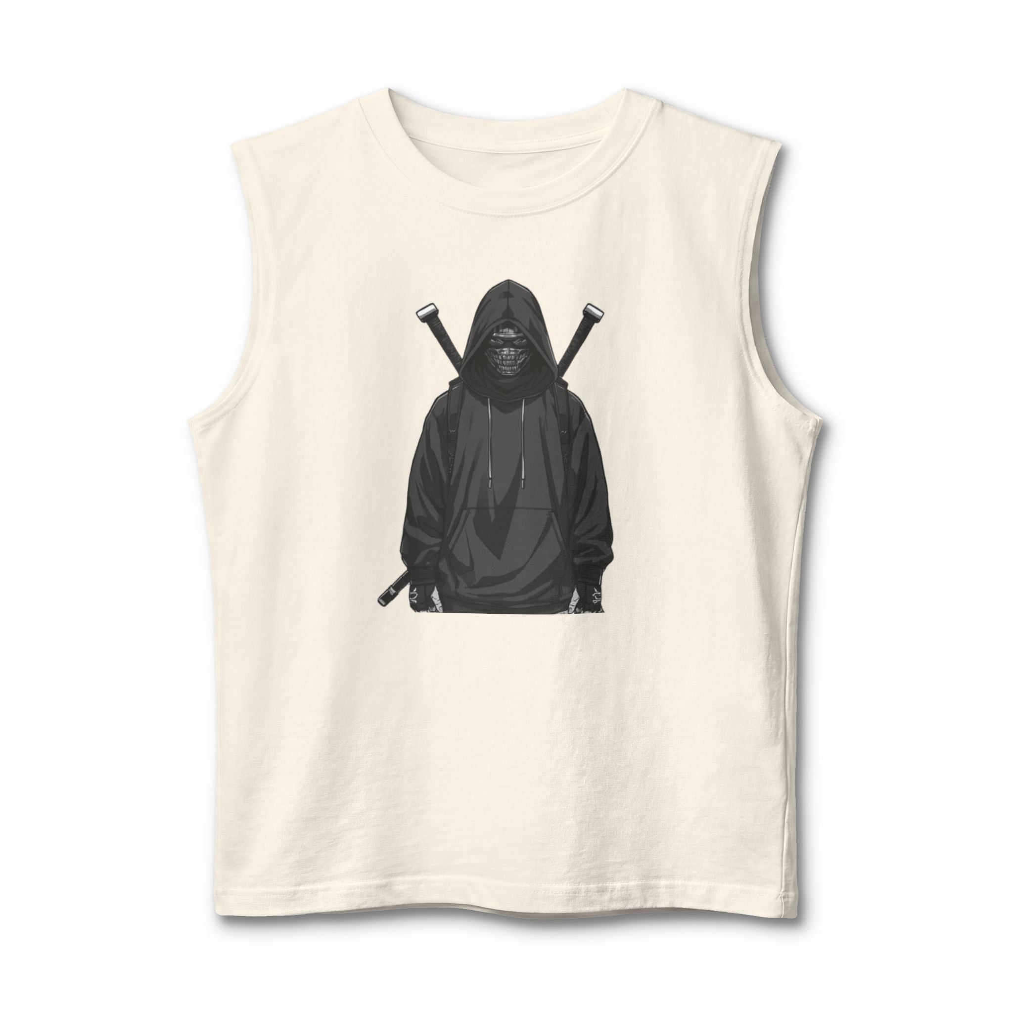 Hooded Reaper Muscle Tank — Dark Street Warrior Graphic Tank Top