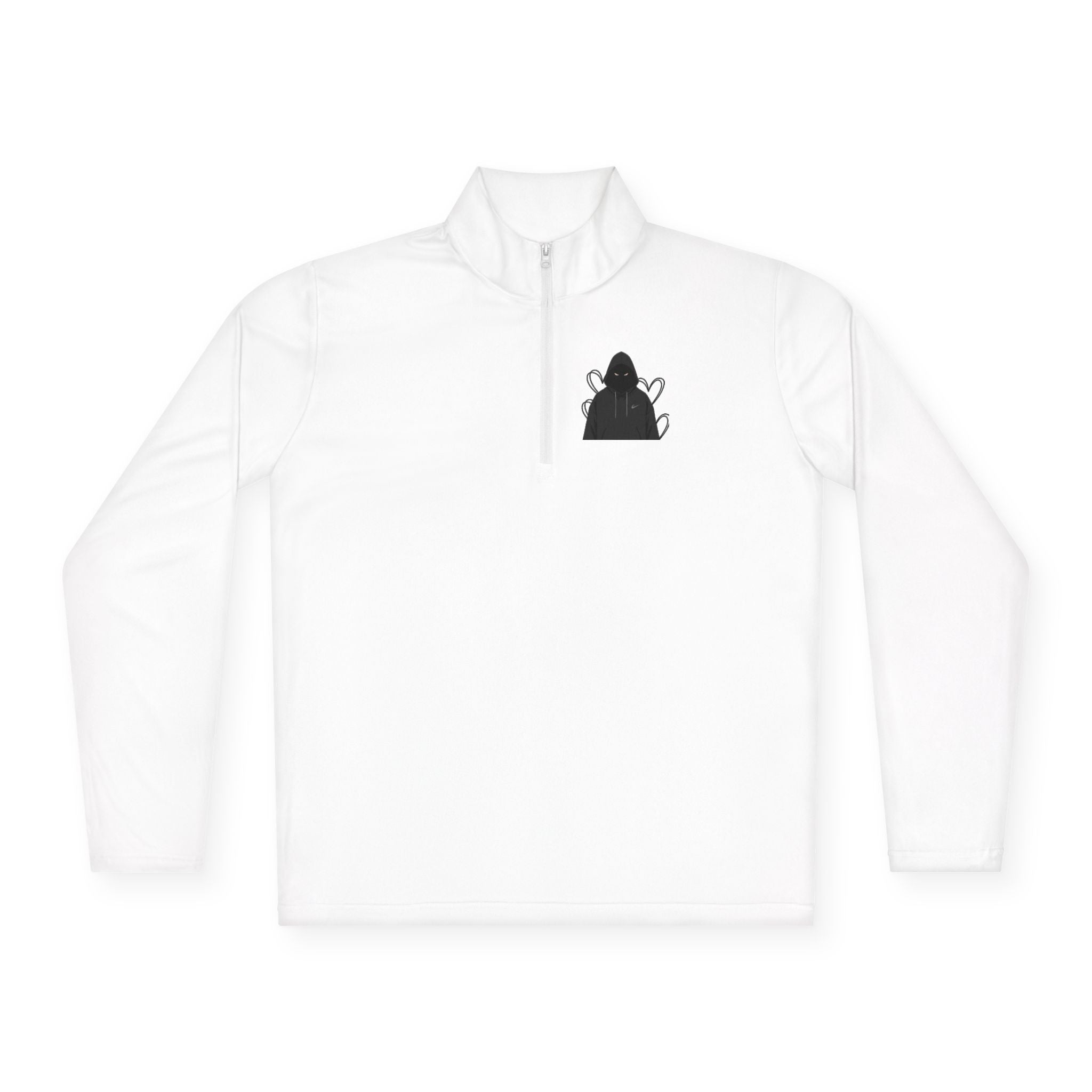Quarter-Zip Pullover — Dark Hoodie Figure Graphic Pullover