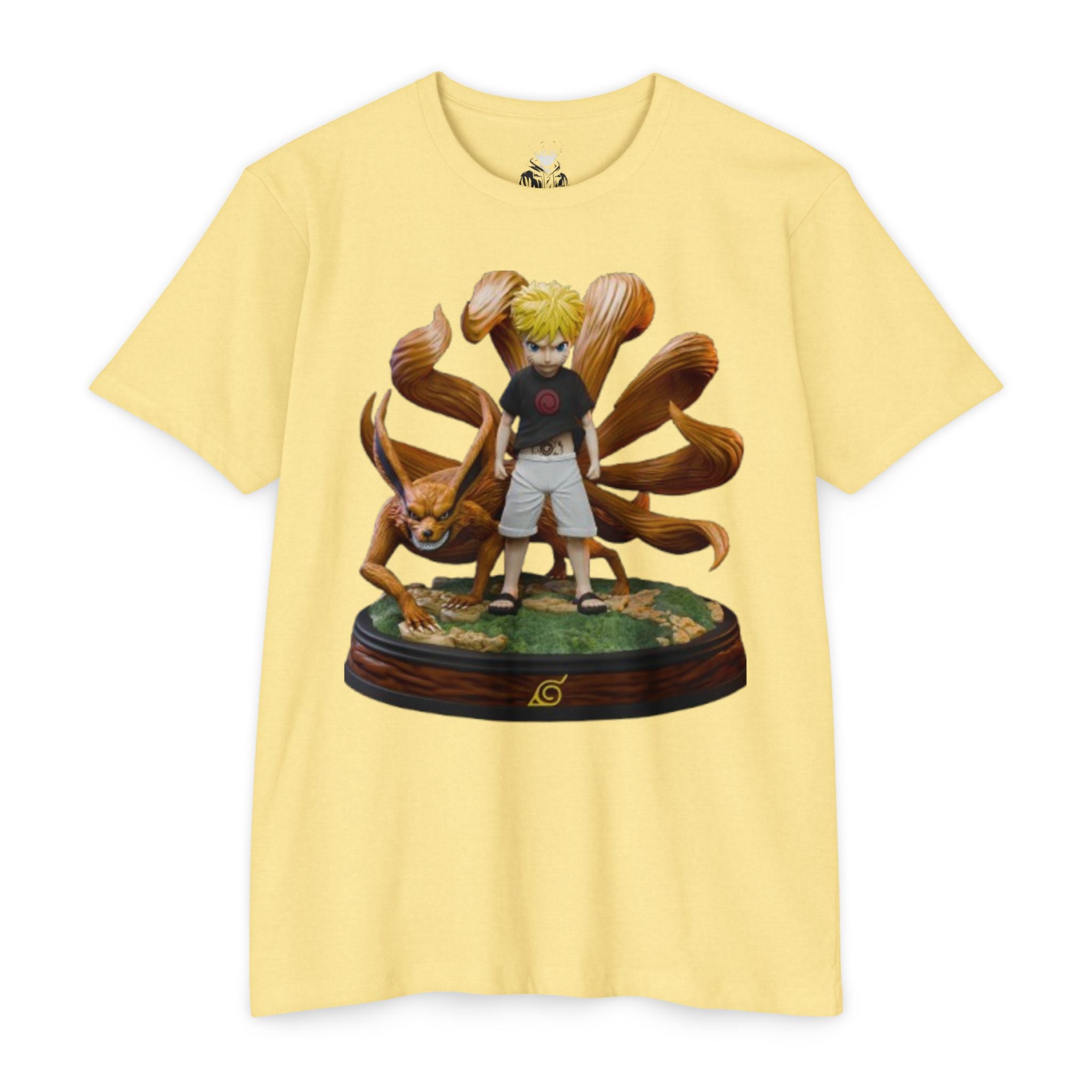 Anime Naruto Statue T‑Shirt — Kid with Shinobi Design