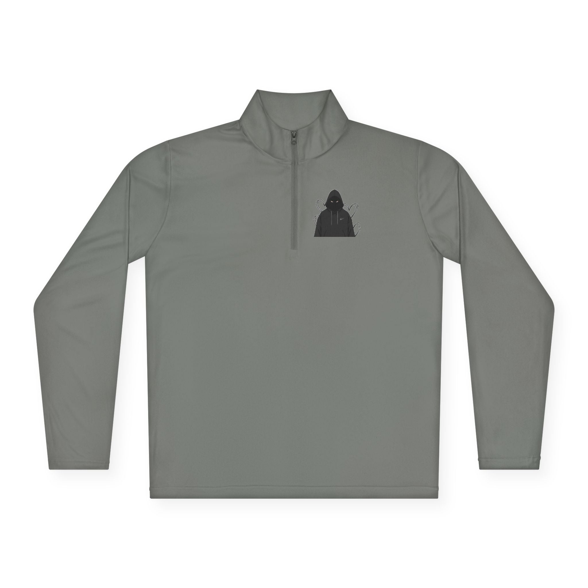 Quarter-Zip Pullover — Dark Hoodie Figure Graphic Pullover