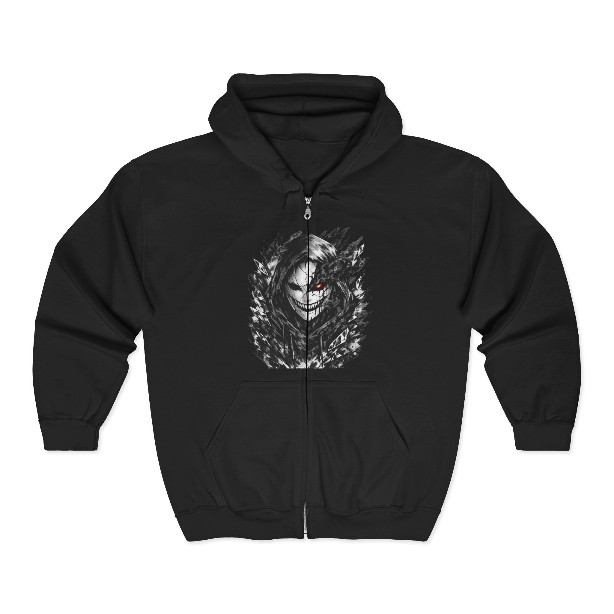 Gothic Raven Woman Zip Hoodie — Dark Forest Portrait Full-Zip Sweatshirt