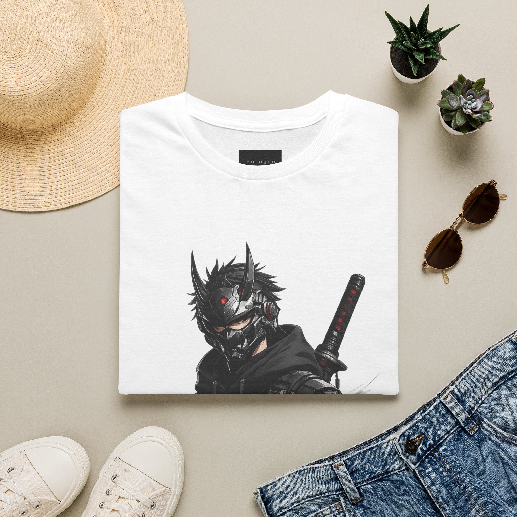 Samurai Demon Mask T-Shirt — Cyberpunk Ninja Graphic Tee