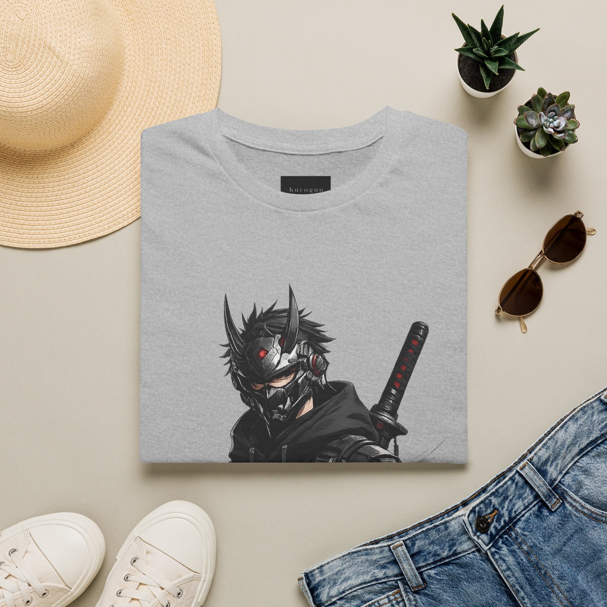 Samurai Demon Mask T-Shirt — Cyberpunk Ninja Graphic Tee