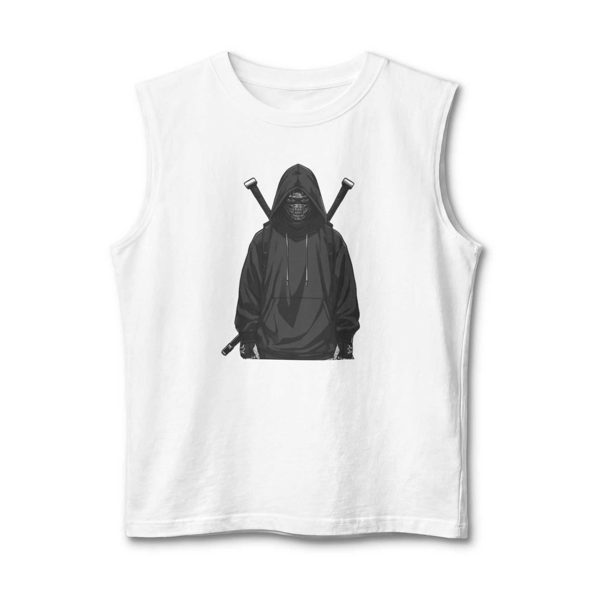 Hooded Reaper Muscle Tank — Dark Street Warrior Graphic Tank Top