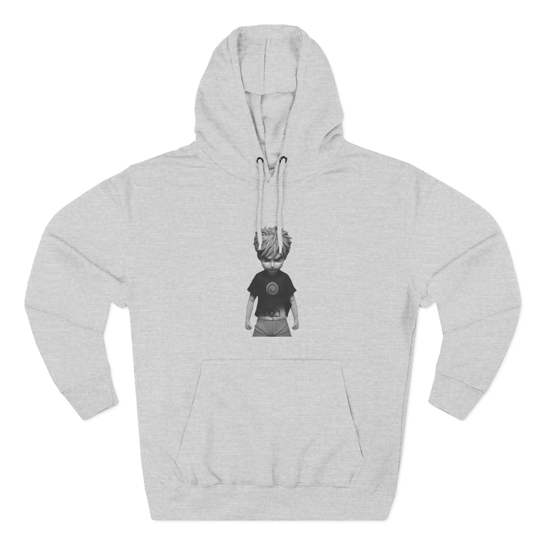 Hoodie — Surreal Kid with Horned Mask Graphic Fleece Hoodie