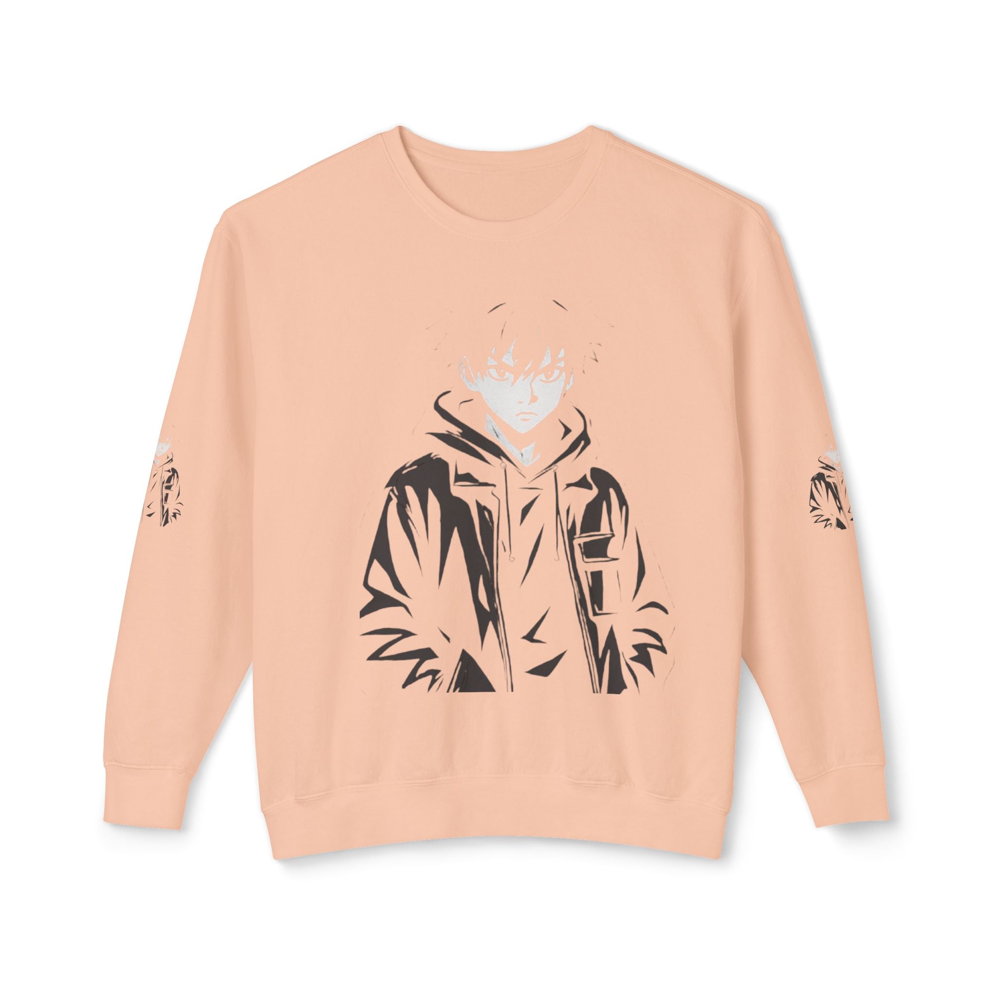 Graphic Sweatshirt — Minimal Hooded Figure Illustration Crewneck