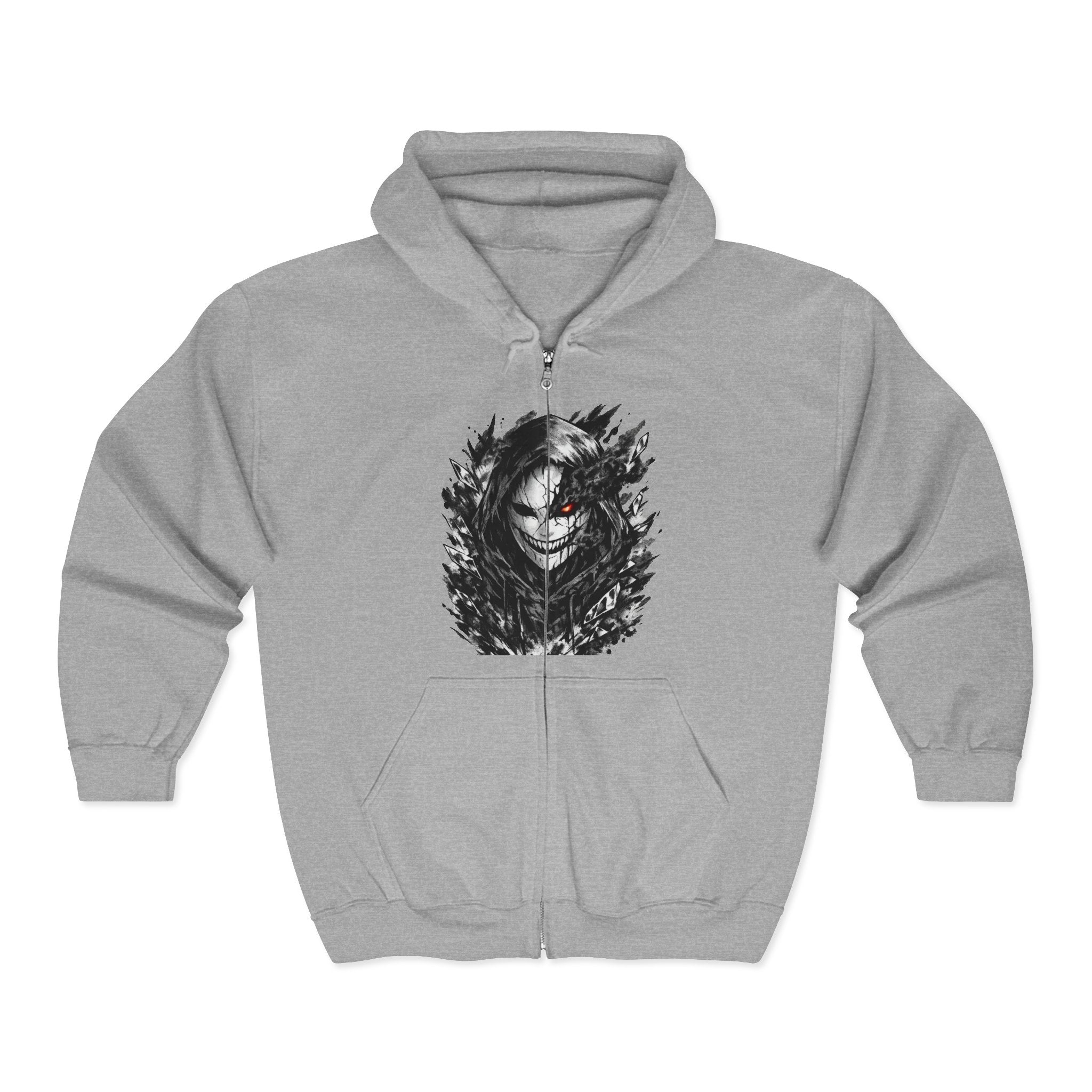 Gothic Raven Woman Zip Hoodie — Dark Forest Portrait Full-Zip Sweatshirt