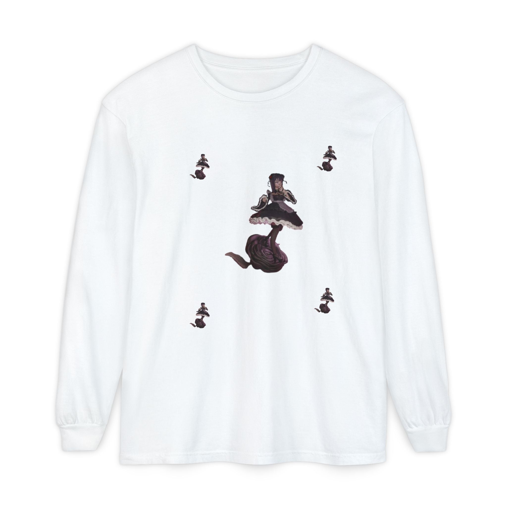 Long Sleeve T‑Shirt — Vintage Black Cat & Witch Motif