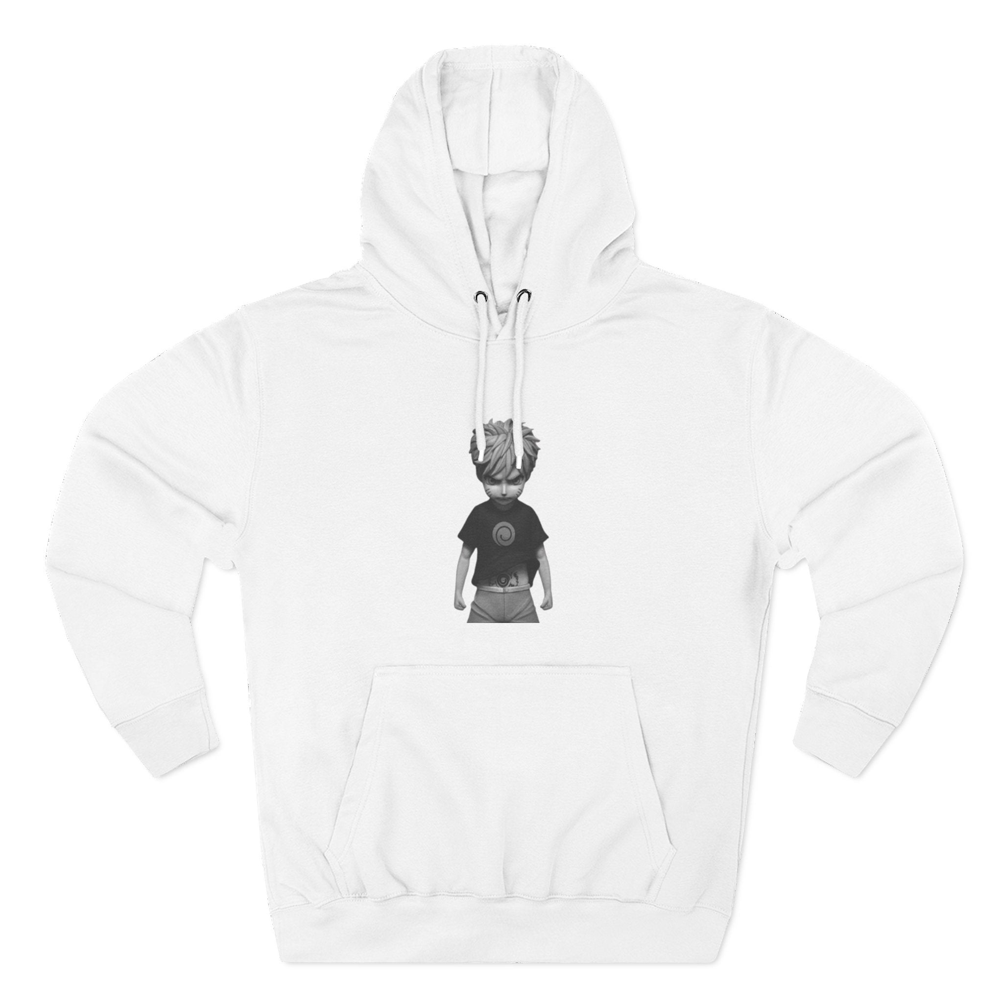 Hoodie — Surreal Kid with Horned Mask Graphic Fleece Hoodie