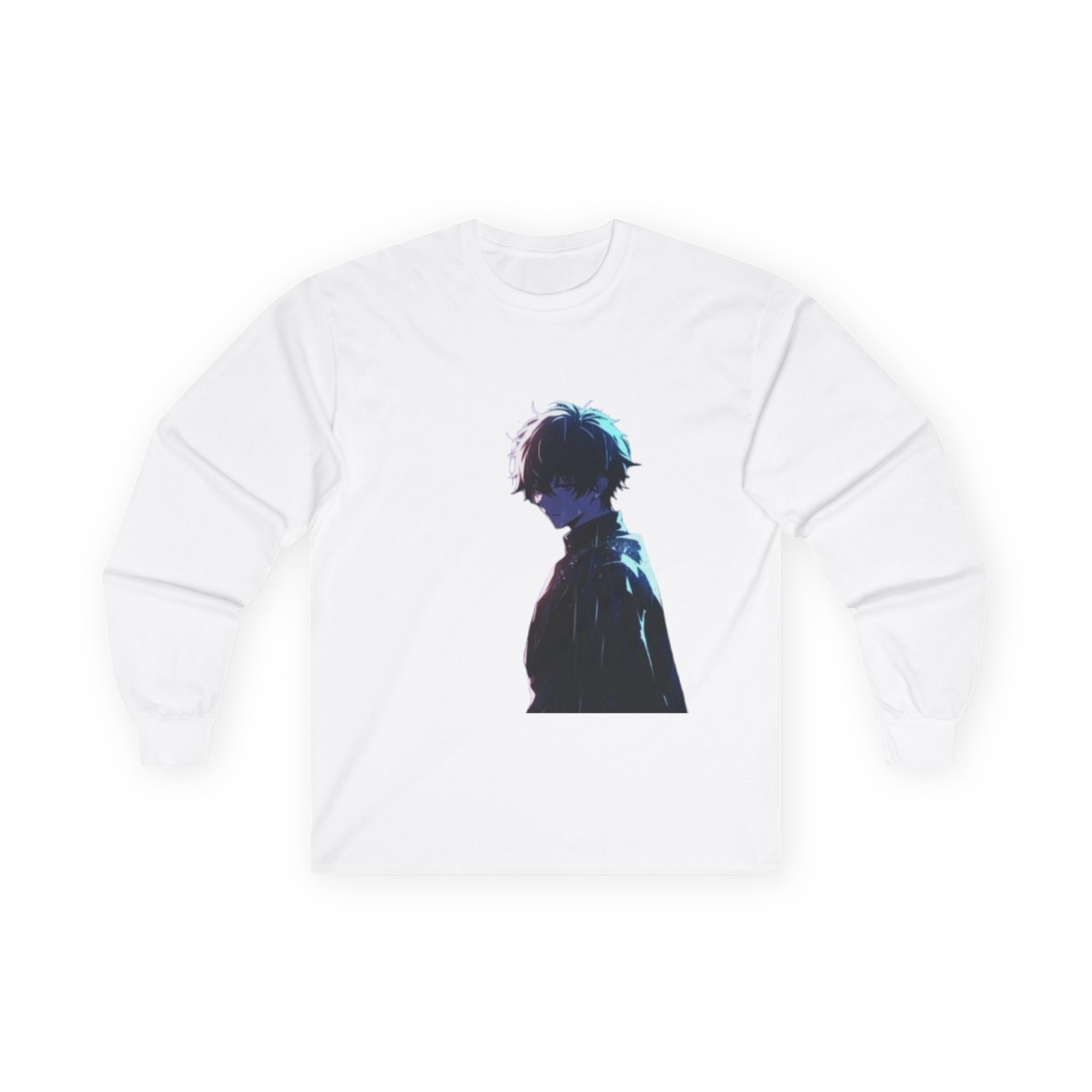 Anime Silhouette Long Sleeve Tee — Neon City "Rise Above Limits" Design