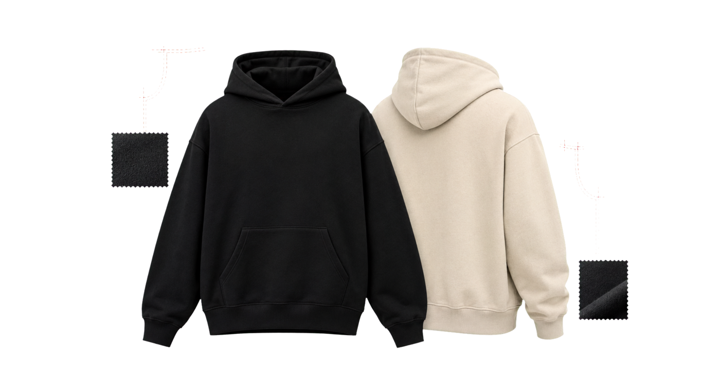 Black and bone heavyweight hoodies