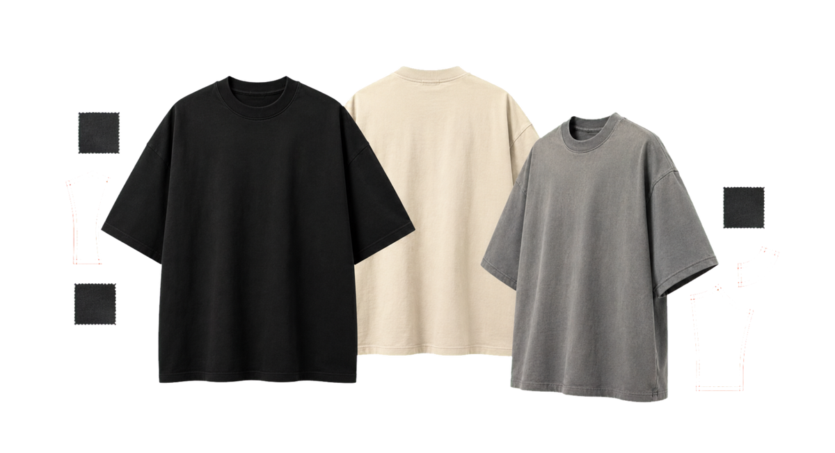 Black bone and ash heavyweight T-shirts